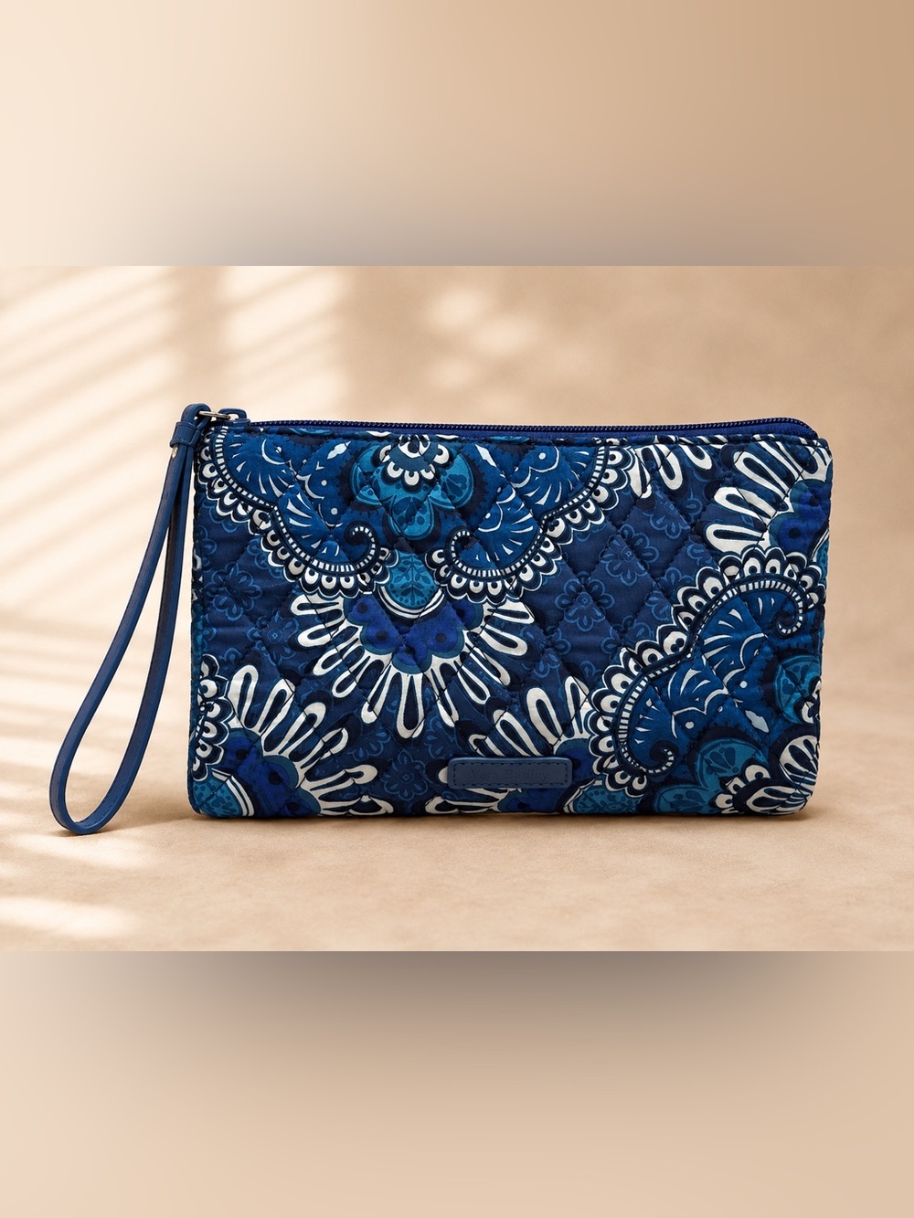 Vera Bradley Navy & White Quilted Paisley Cosmetic Pouch
